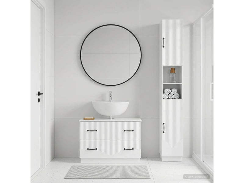  Ensemble de 2 meubles de salle de bain hoorn blanc brillant cf63174  - Conforama B