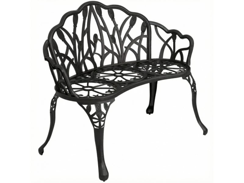  Banc de jardin 2 places en aluminium moulé, résistant aux intempéries, motif tulipes, 99x57x78 cm  - Conforama A