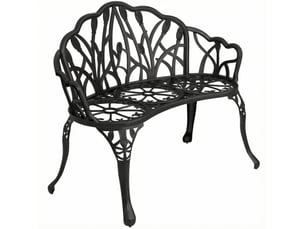 Banc de jardin 2 places en aluminium moulé, résistant aux intempéries, motif tulipes, 99x57x78 cm