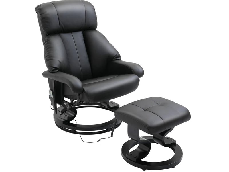  Fauteuil de relaxation inclinable 76 x 80 x 102 cm – noir – pivotant 360° avec repose-pied et massage  - Conforama A