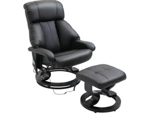 Fauteuil de relaxation inclinable 76 x 80 x 102 cm – noir – pivotant 360° avec repose-pied et massage