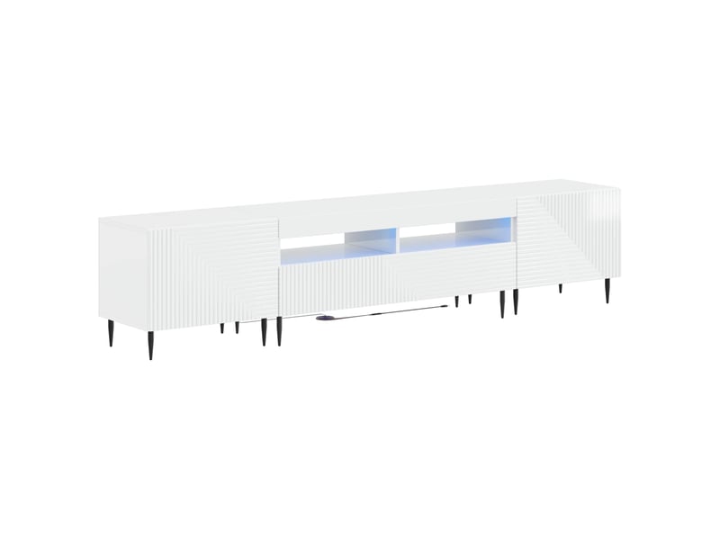  Ensemble de 3 meubles tv led blanc brillant bois d'ingénierie shl26462  - Conforama A