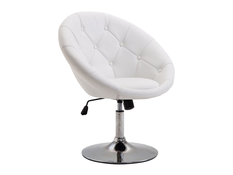  Fauteuil pivotant en similicuir et acier chromé réglable blanc 71x59x90 cm  - Conforama A