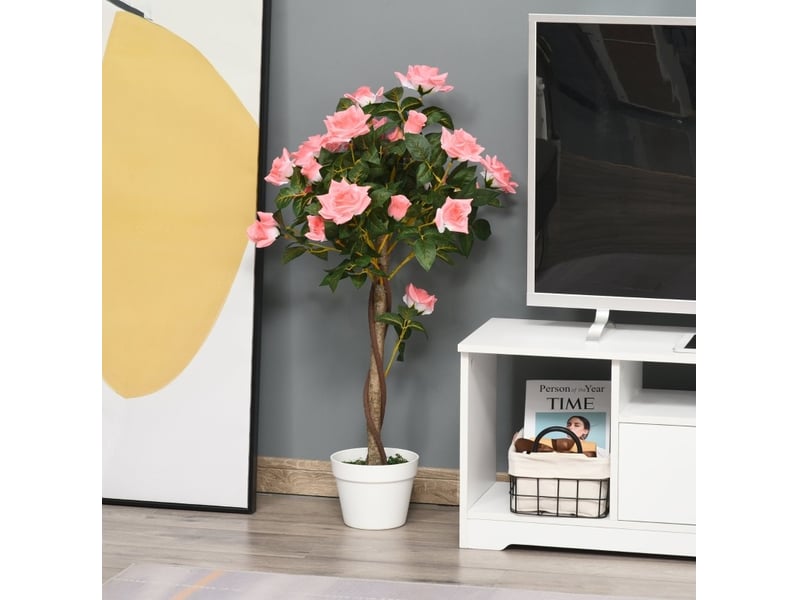  Plante artificielle roses 18x18x90 cm en pot rose  - Conforama B