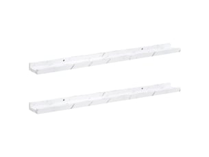 Lot de 2 étagères murales, étagères flottantes, étagères suspendues marbre blanc 80 x 9 x 3 cm cf41811