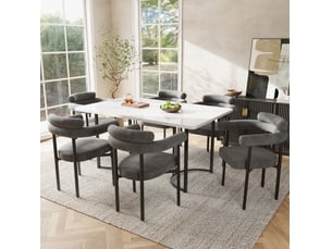Lot de 6 chaises de salle à manger en tissu effet suédine gris foncé, avec assise enveloppante