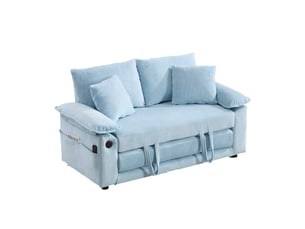 Fauteuil de salon avec coussins de tête et lombaires  - assise rembourrée, tissu chenille - bleu