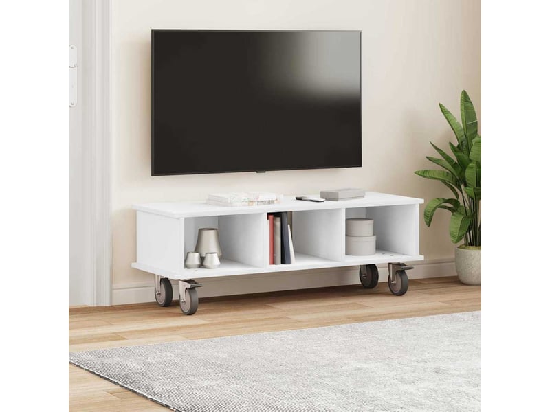  Meuble tv - banc tv - meuble de rangement 100 x 35 x 35 cm blanc bois d'ingénierie  - Conforama D