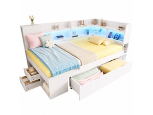 Lit avec rangement 90x200 cm DESVIAE coloris blanc