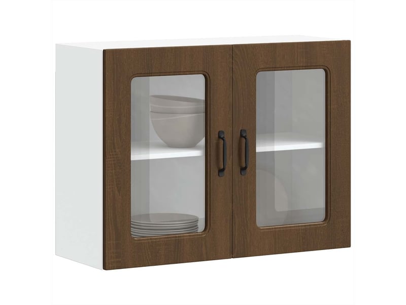  Armoire murale de cuisine et porte en verre kalmar chêne marron shl6831  - Conforama D