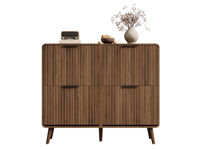  Meuble à chaussures moderne en bois foncé, style nordique, rangement double niveau pour 18 à 24 paires  - Conforama A