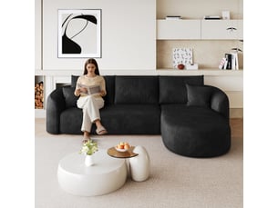 Canapé d'angle modulable en chenille 266 cm 4 places noir - sans montage
