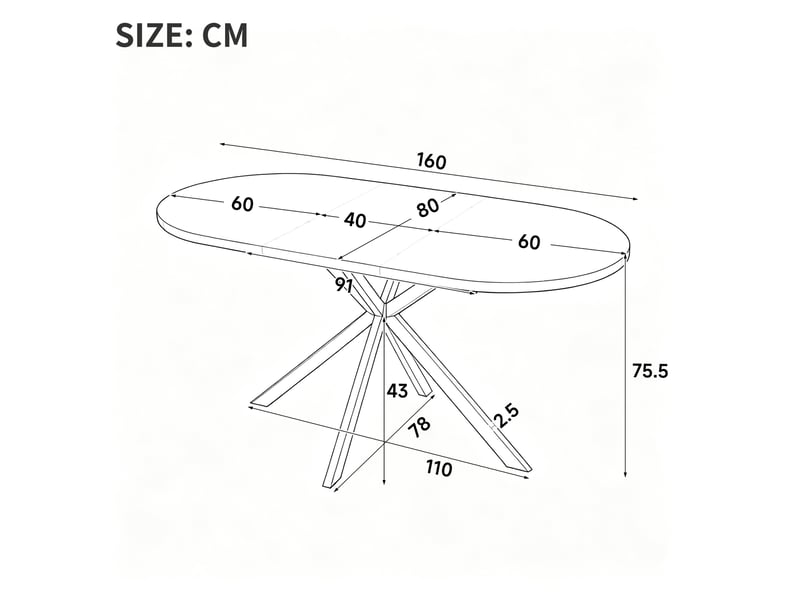  Table à manger extensible ovale blanche, 120/160 x 80 cm, 4–6 places  - Conforama C