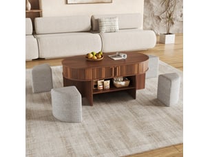 Table basse ovale coloris bois foncé <strong>WISHDOR</strong> <strong></strong> - 60 cmx120 cm