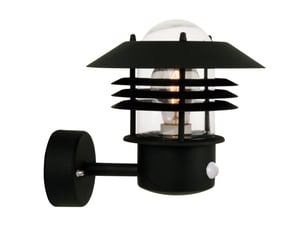 Applique murale extérieur avec detecteur de mouvement adapté aux zones côtières, vejers up en métal noir, ip54, nordlux
