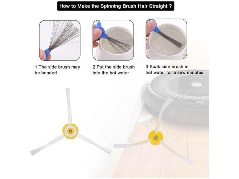  Enowelir accessoires de pièces d'aspirateur, brosse latérale, compatible avec roomba série 800 900 860 870 880 890 966 980 (color: 6 side  - Conforama D