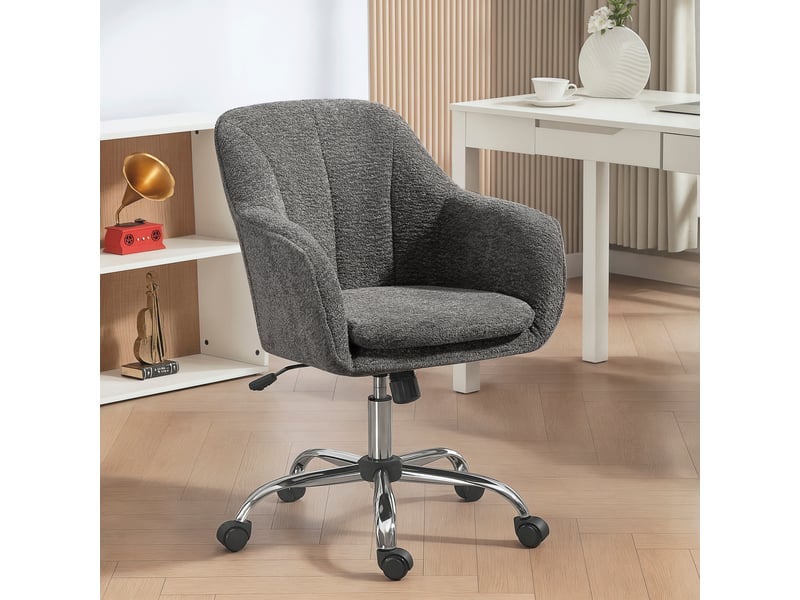  Chaise de bureau pivotante et à bascule, avec roulettes, pour adultes, grise.  - Conforama C