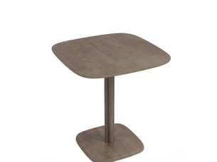 Table à manger carrée 70x70 cm – marron – 4 personnes, plateau épais de 2,5 cm, pied central stable