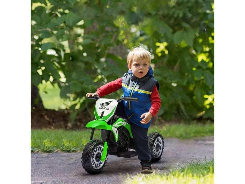  Moto électrique honda pour enfants, 3 kmh, effets sonores, pour les 18-36 mois, verte  - Conforama C
