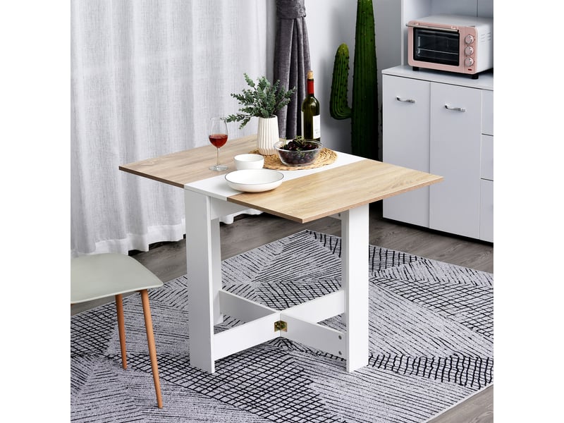  Table de salle à manger pliante, table d'appoint de cuisine avec abattant, gain de place, design moderne, 103 x 76 x 73,5 cm, bois  - Conforama C