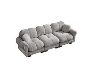Canapé 3 places, canapé de salon, gris clair, style cloud, pour salon, mobilier pour espace de vie, adapté à l'espace de vie