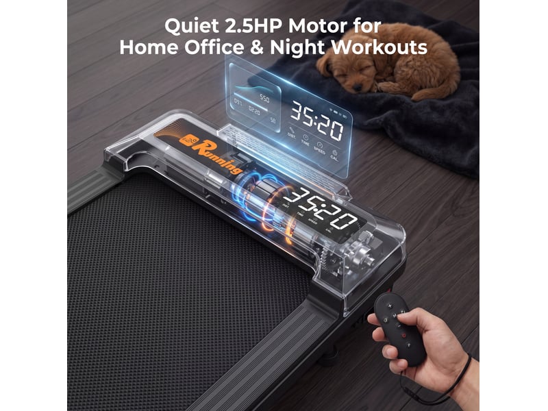  Tapis de course pliable 180° noir, 1 à 6 kmh, écran led et télécommande, pour marche et jogging à domicile  - Conforama D