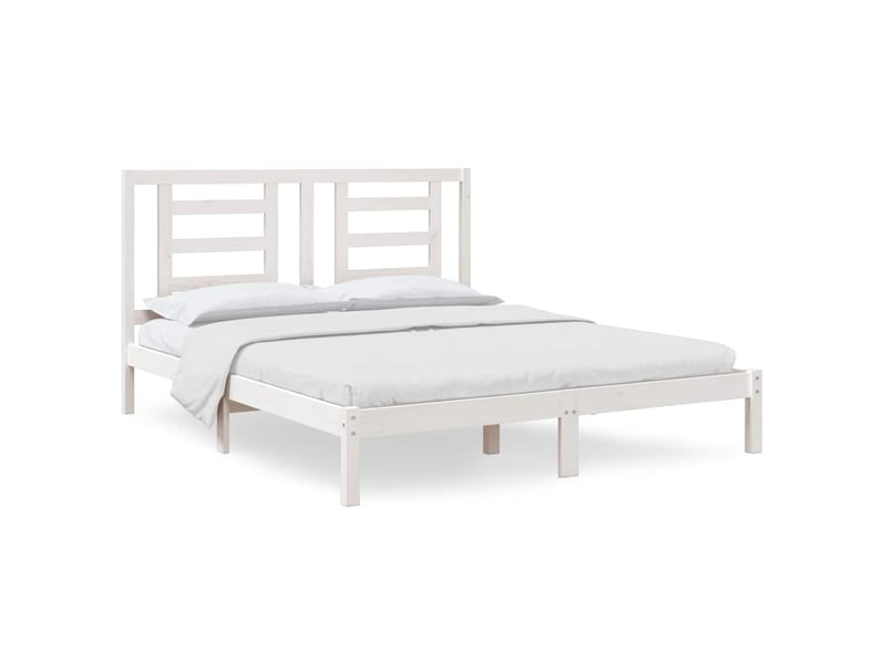  Lit double- lit adulte -  cadre de lit sans matelas blanc 160x200 cm bois de pin massif  - Conforama A
