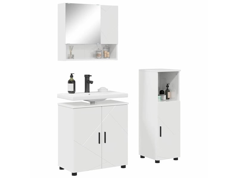 Ensemble de mobilier de salle de bain 3 pc blanc brillant cf64247 - Conforama C