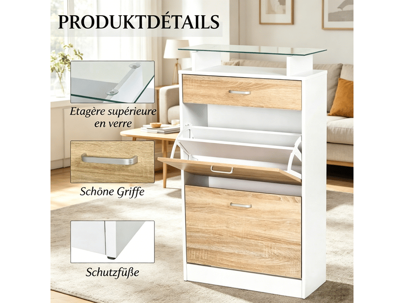  Meuble à chaussures design contemporain armoire à chaussures rangement chaussures  - Conforama C