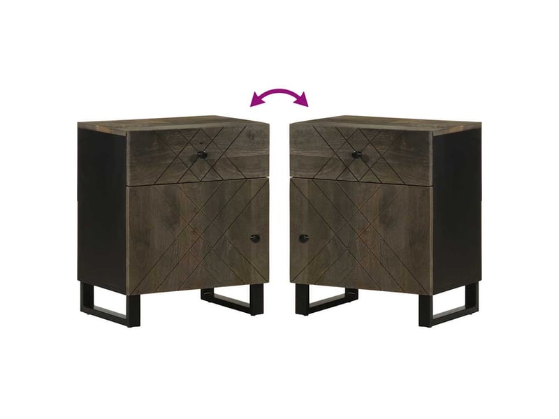  Table de chevet - cabinet de chevet - table de nuit noir 50x33x60 cm bois de manguier massif  - Conforama E