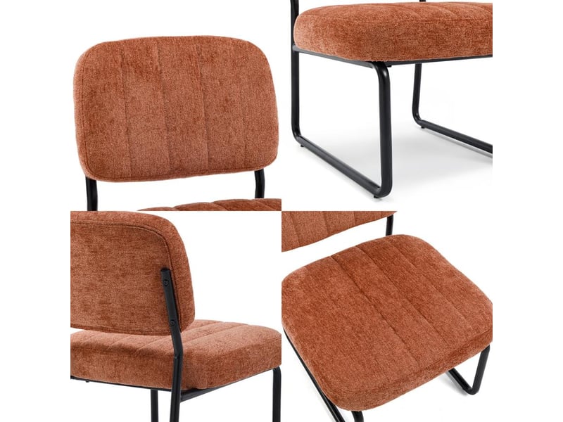  Fauteuil terracotta rembourré pieds métal noir et tissu chenille - paola PAOLA - Conforama C