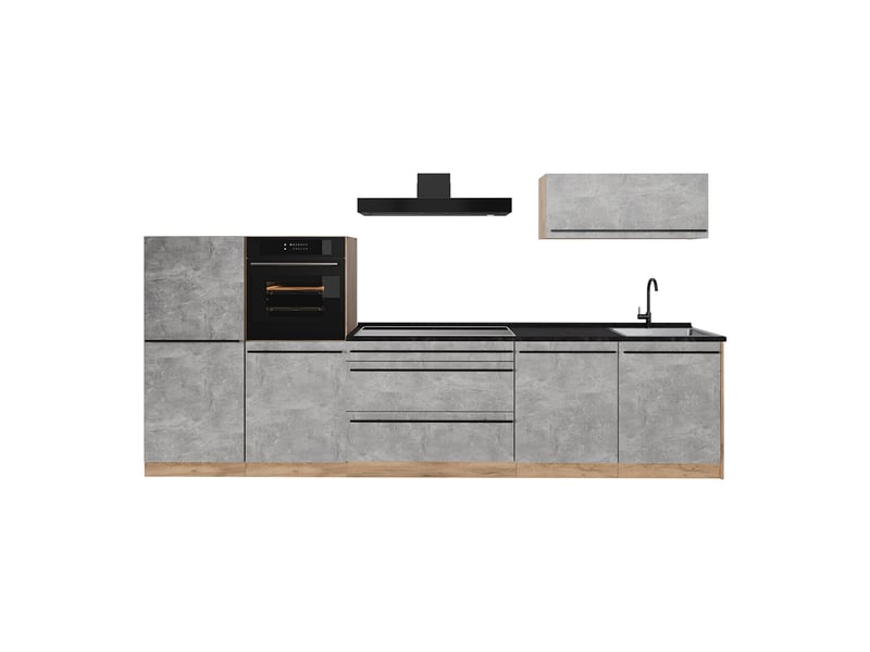  Vicco cuisine, bétonchêne doré, 340cm sans plan de travail  - Conforama A