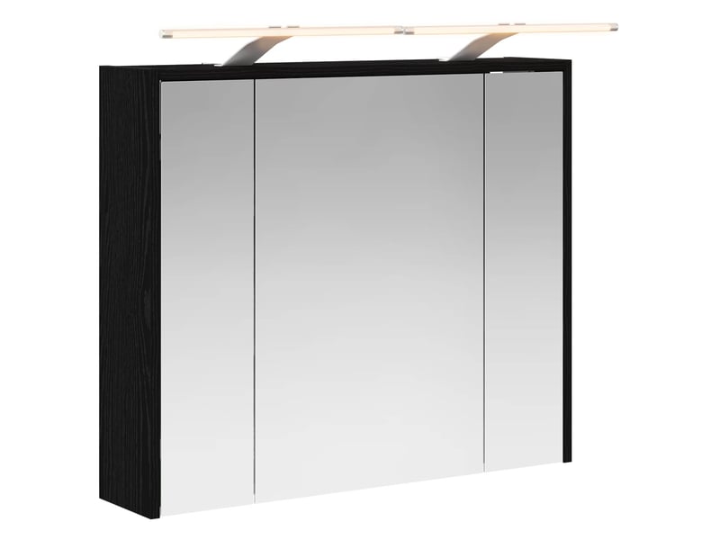 Armoire miroir salle de bain, meuble de rangement chêne noir 73.5x16x62.5 cm shl3642 - Conforama A