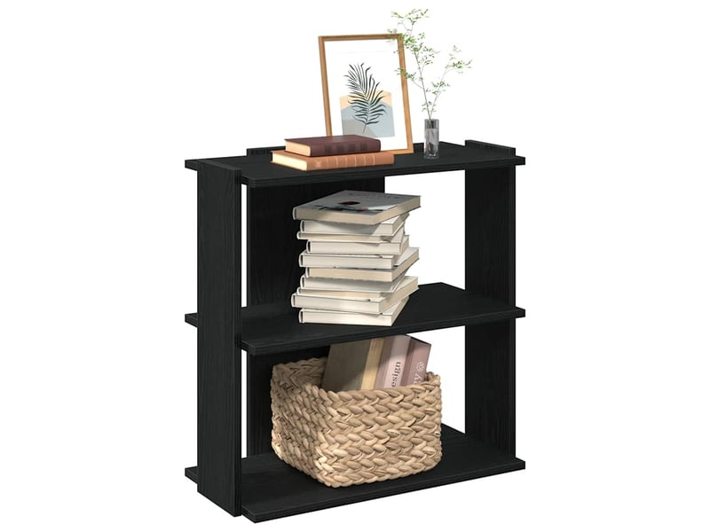  Bibliothèque à 3 niveaux, armoire à livres noir 60x30x60 cm bois d'ingénierie  - Conforama B