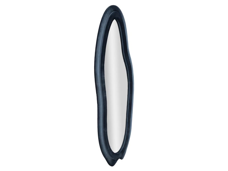  Miroir mural chanele de forme organique en velours bleu 67x166 cm  - Conforama B