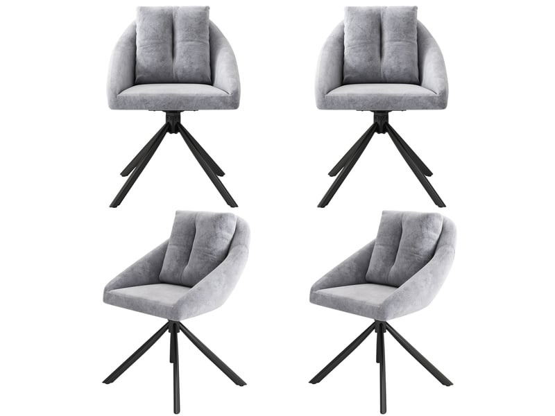  Chaise de salle à manger lot de 4 pivotante à 360°  - dossier ergonomique, velours - gris  - Conforama A