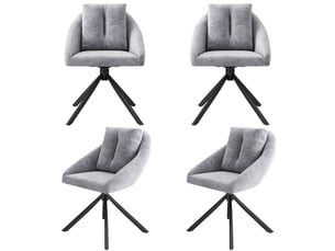 Chaise de salle à manger lot de 4 pivotante à 360°  - dossier ergonomique, velours - gris