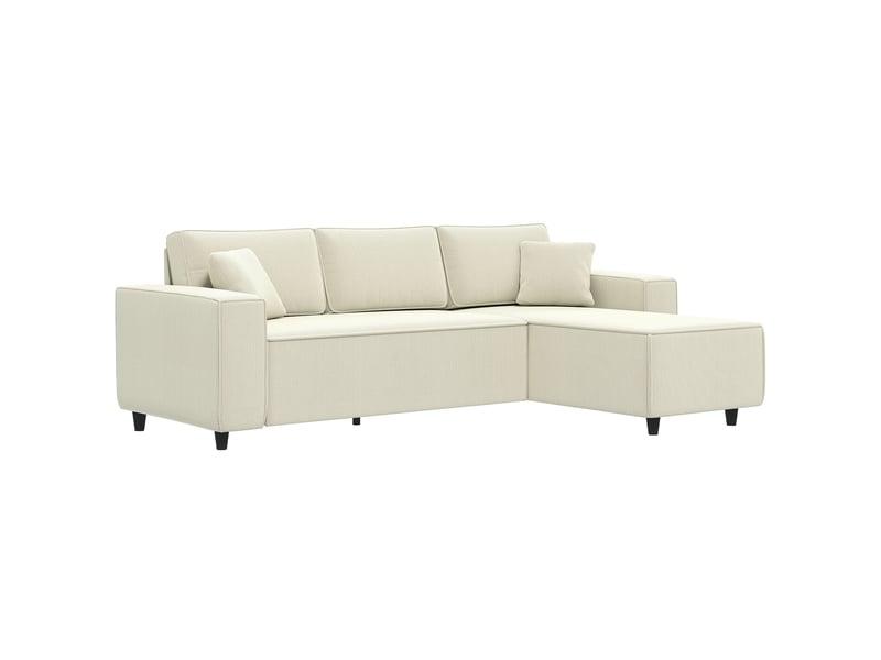 Canapé d'angle réversible 3 places moderne avec coussins inclus, crème, tissu velours côtelé - Conforama B