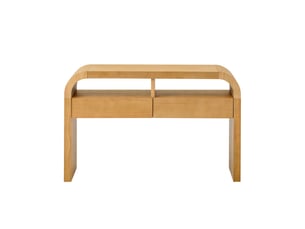 Table console moderne en bois avec tiroirs pour entrée, console avec face incurvée et pieds réglables, table étroite pour entrée, couloir ou salon (natura)