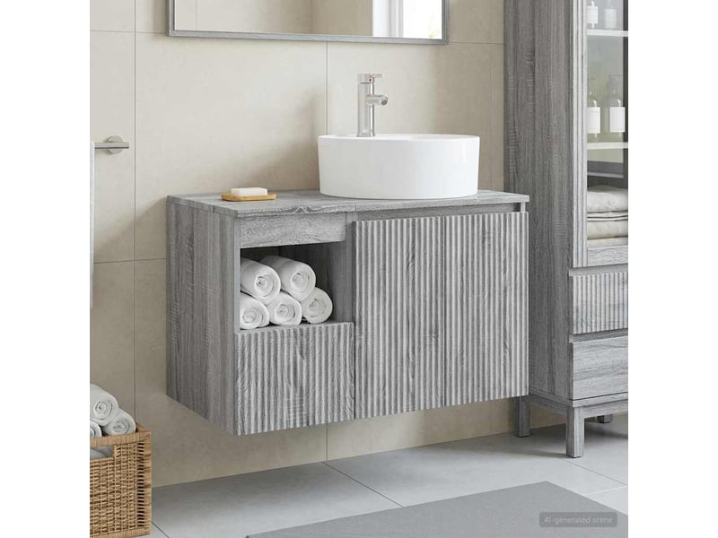  Ensemble de mobilier de salle de bain 2 pc sonoma gris cf64197  - Conforama B