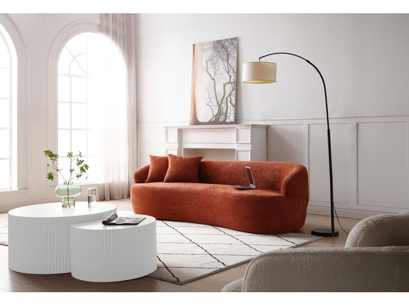 Tables basses gigognes tcqpz lot de 2 rondes ø80 cm mdf blanc mat relief ondulé  - Conforama D