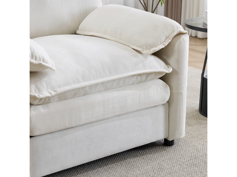  Fauteuil 1 place avec 2 poches latérales, chenille et bois blanc  - Conforama D
