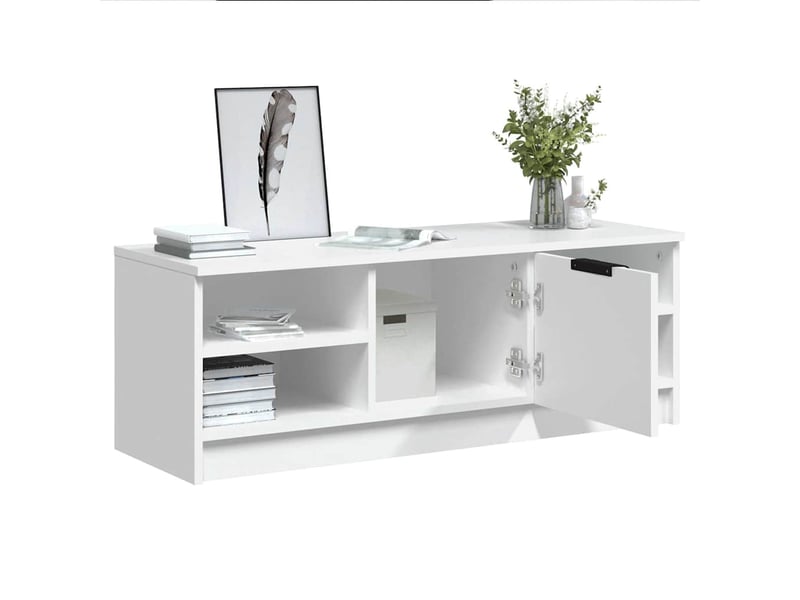  Meuble tv - banc tv - meuble de rangement blanc 102x35,5x36,5 cm bois d'ingénierie  - Conforama E