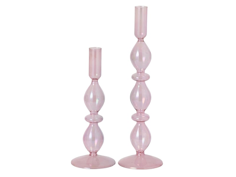  Lot de 2 bougeoirs en verre nadège 32cm rose  - Conforama A