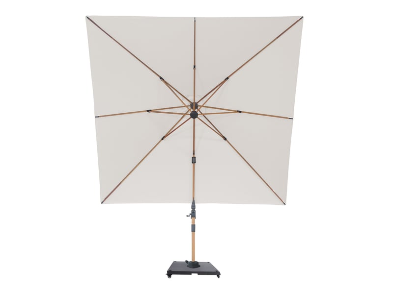 Axi alina parasol déporté carré avec pied de parasol, 300 x 300 cm, aspect boisbeige | pour le jardin terrasse avec armature thermolaquée | housse de protection inclus - Conforama D