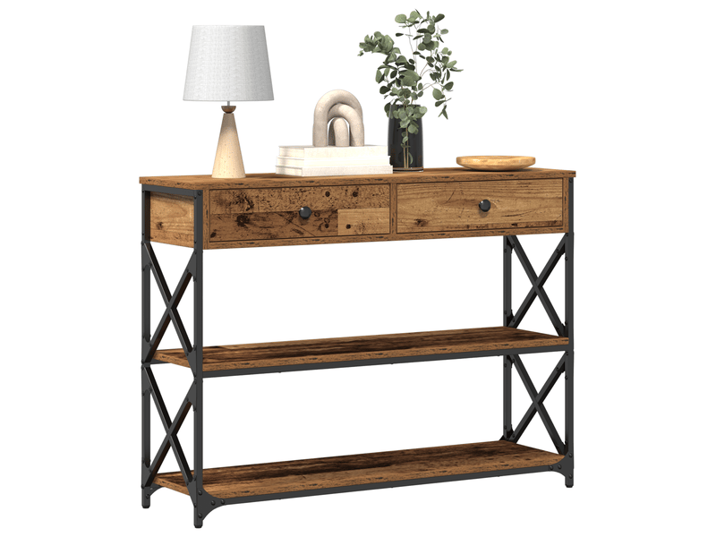  Table console - table d'appoint - table d' entrée avec tiroir bois ancien 100 x 28 x 75 cm  - Conforama C