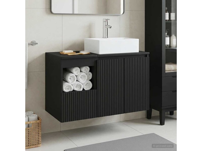 Ensemble de mobilier de salle de bain 2 pc noir cf64175 - Conforama B