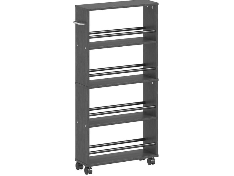  Desserte multifonction 45x15x91 cm – 4 niveaux de rangement – noir et métal  - Conforama A