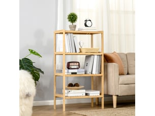 Bibliotheque coloris naturel 4 étagère(s) WISHDOR - 33 cm x 112 cm