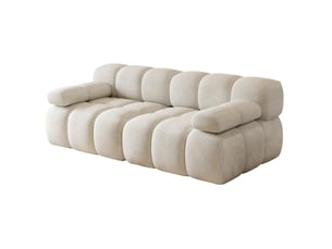 Canapé 2 places en tissu chenille 200 cm blanc evryae